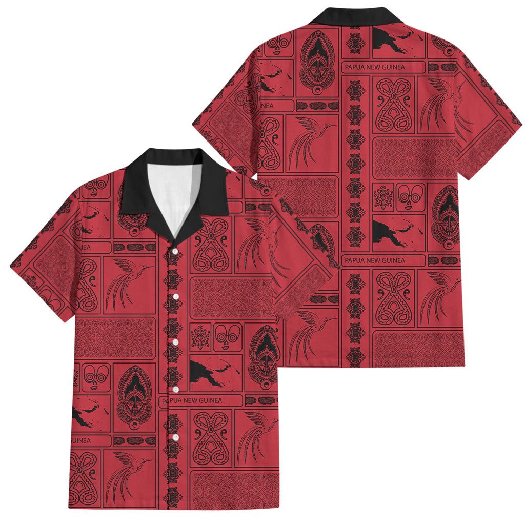 Papua New Guinea Heritage Motif Family Matching Mermaid Dress and Hawaiian Shirt Red Version
