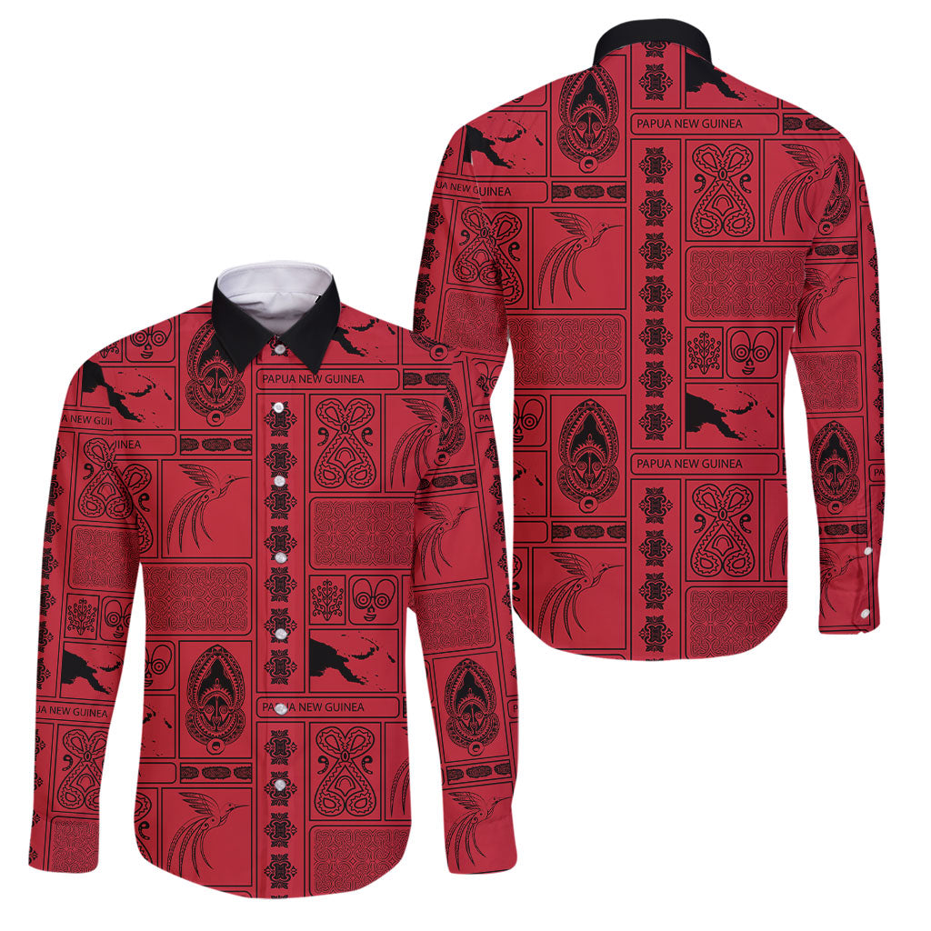 Papua New Guinea Heritage Motif Family Matching Tank Maxi Dress and Hawaiian Shirt Red Version