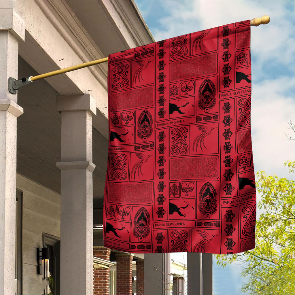 Papua New Guinea Heritage Motif Garden Flag Red Version