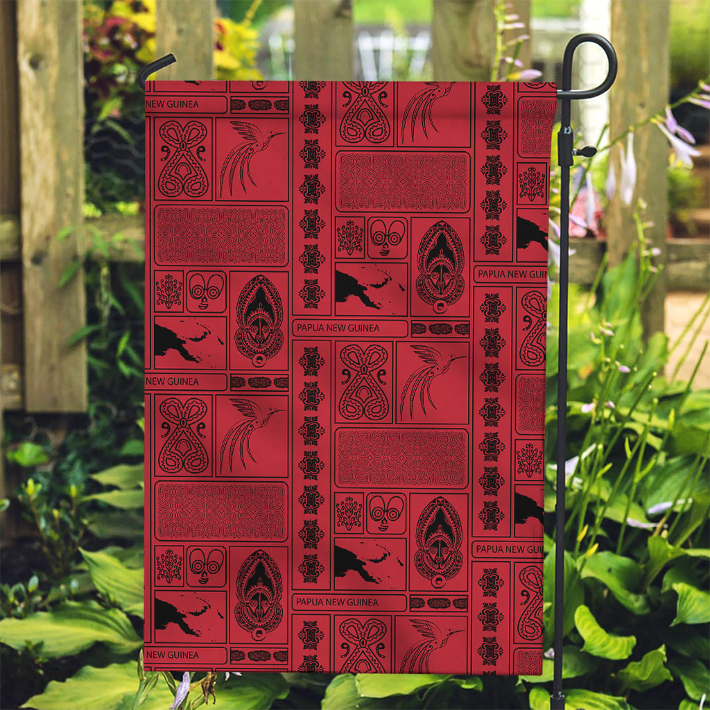 Papua New Guinea Heritage Motif Garden Flag Red Version