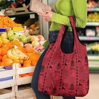 Papua New Guinea Heritage Motif Grocery Bag Red Version