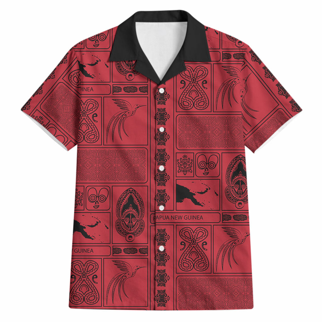 Papua New Guinea Heritage Motif Hawaiian Shirt Red Version