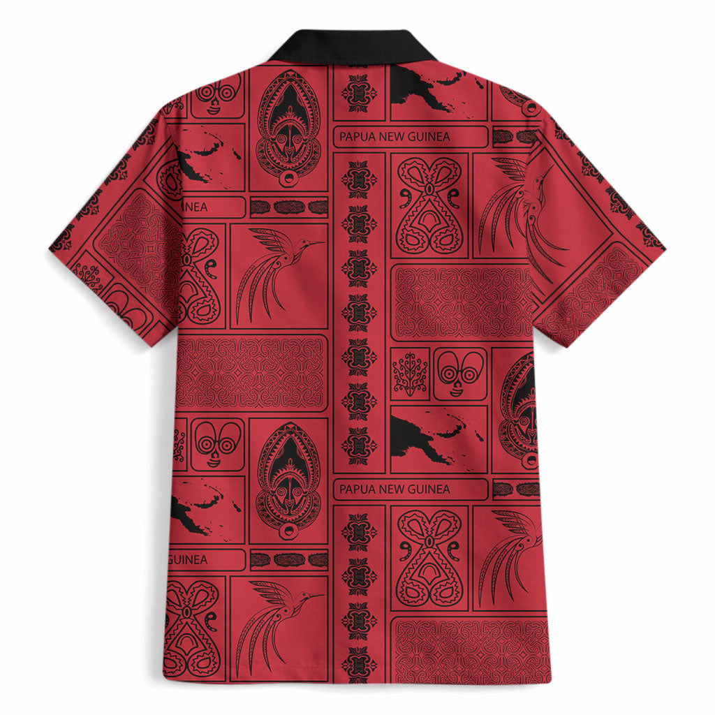 Papua New Guinea Heritage Motif Hawaiian Shirt Red Version