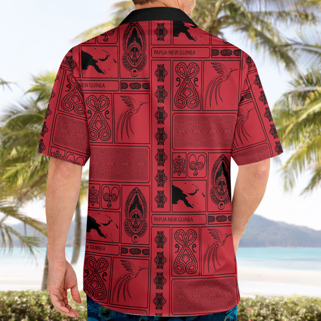 Papua New Guinea Heritage Motif Hawaiian Shirt Red Version