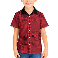 Papua New Guinea Heritage Motif Hawaiian Shirt Red Version