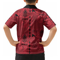 Papua New Guinea Heritage Motif Hawaiian Shirt Red Version
