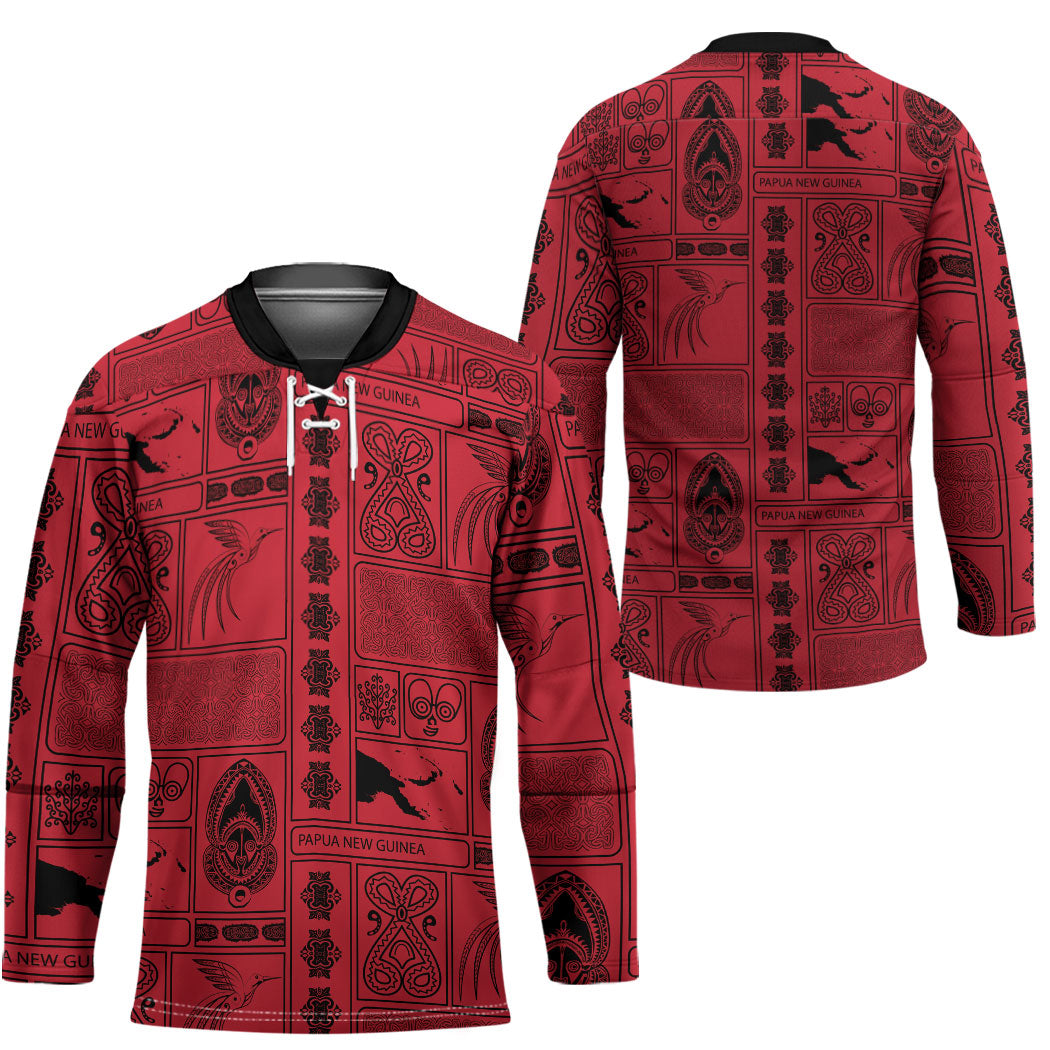 Papua New Guinea Heritage Motif Hockey Jersey Red Version