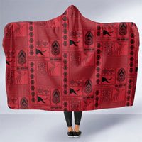 Papua New Guinea Heritage Motif Hooded Blanket Red Version