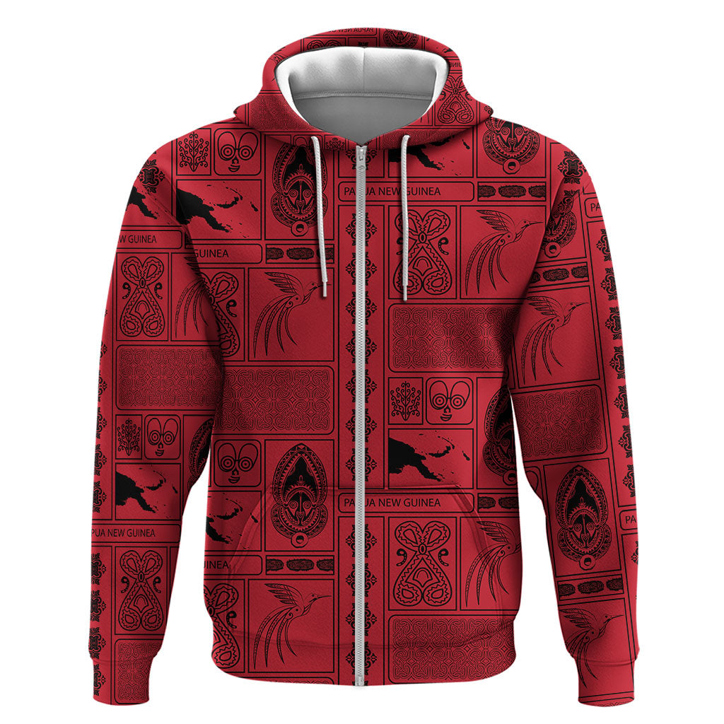 Papua New Guinea Heritage Motif Hoodie Red Version