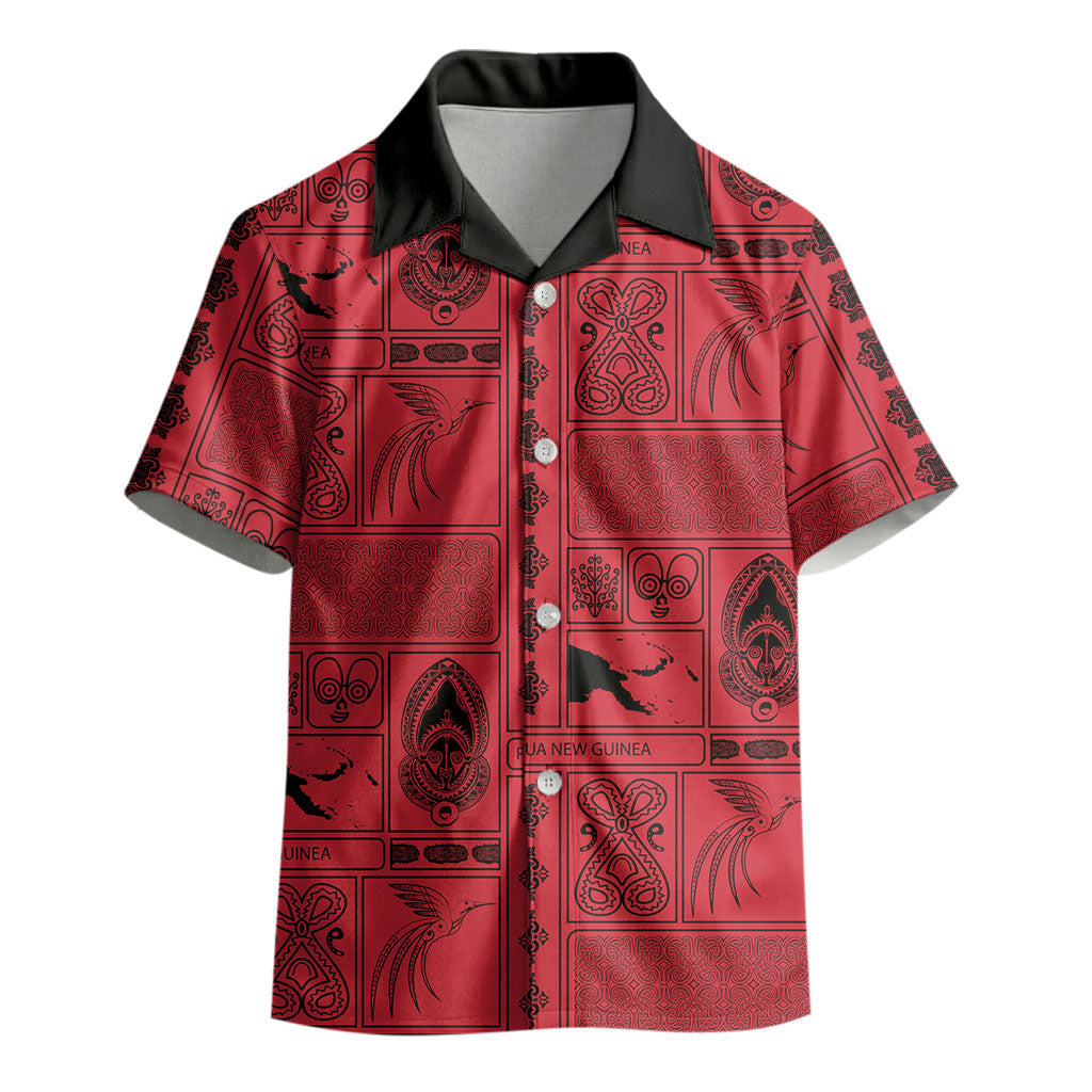 Papua New Guinea Heritage Motif Kid Hawaiian Shirt Red Version