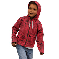 Papua New Guinea Heritage Motif Kid Hoodie Red Version