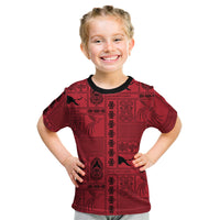 Papua New Guinea Heritage Motif Kid T Shirt Red Version