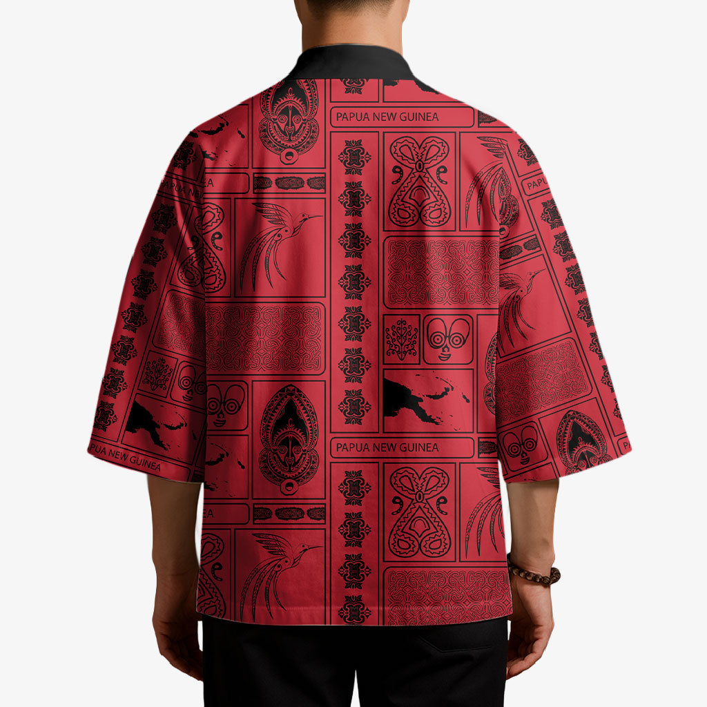 Papua New Guinea Heritage Motif Kimono Red Version
