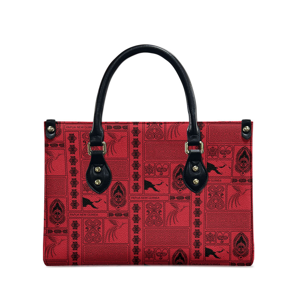 Papua New Guinea Heritage Motif Leather Bag Red Version