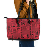 Papua New Guinea Heritage Motif Leather Tote Bag Red Version
