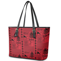 Papua New Guinea Heritage Motif Leather Tote Bag Red Version