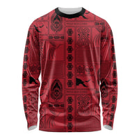 Papua New Guinea Heritage Motif Long Sleeve Shirt Red Version