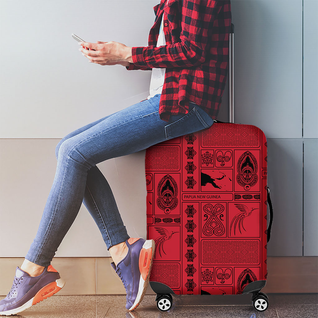 Papua New Guinea Heritage Motif Luggage Cover Red Version