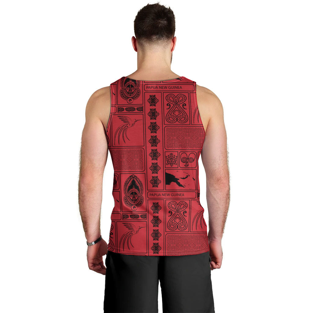 Papua New Guinea Heritage Motif Men Tank Top Red Version