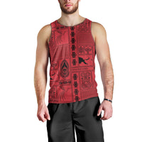 Papua New Guinea Heritage Motif Men Tank Top Red Version