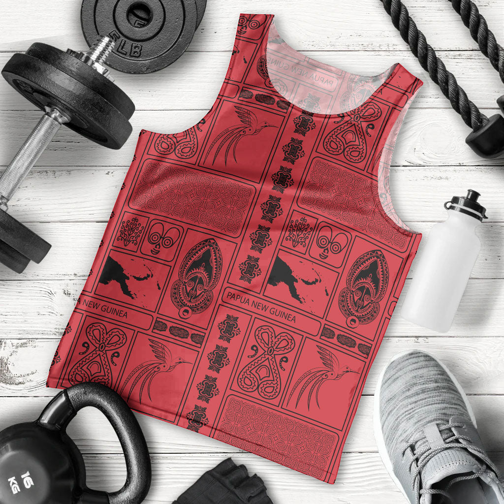 Papua New Guinea Heritage Motif Men Tank Top Red Version