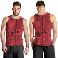 Papua New Guinea Heritage Motif Men Tank Top Red Version
