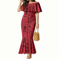 Papua New Guinea Heritage Motif Mermaid Dress Red Version