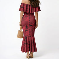 Papua New Guinea Heritage Motif Mermaid Dress Red Version