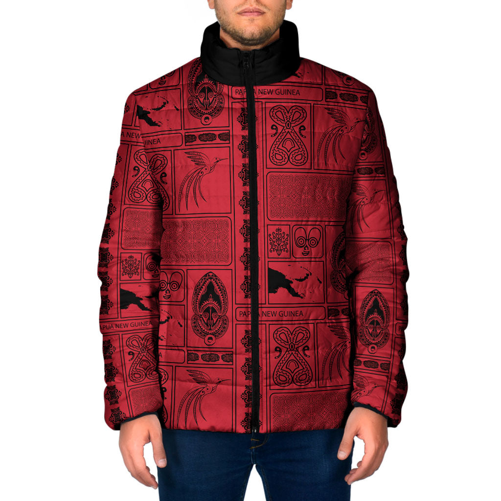 Papua New Guinea Heritage Motif Padded Jacket Red Version