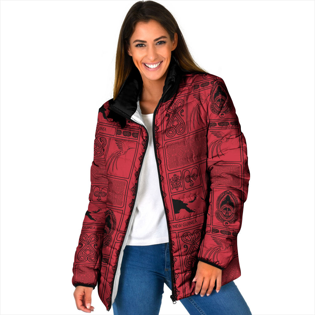 Papua New Guinea Heritage Motif Padded Jacket Red Version