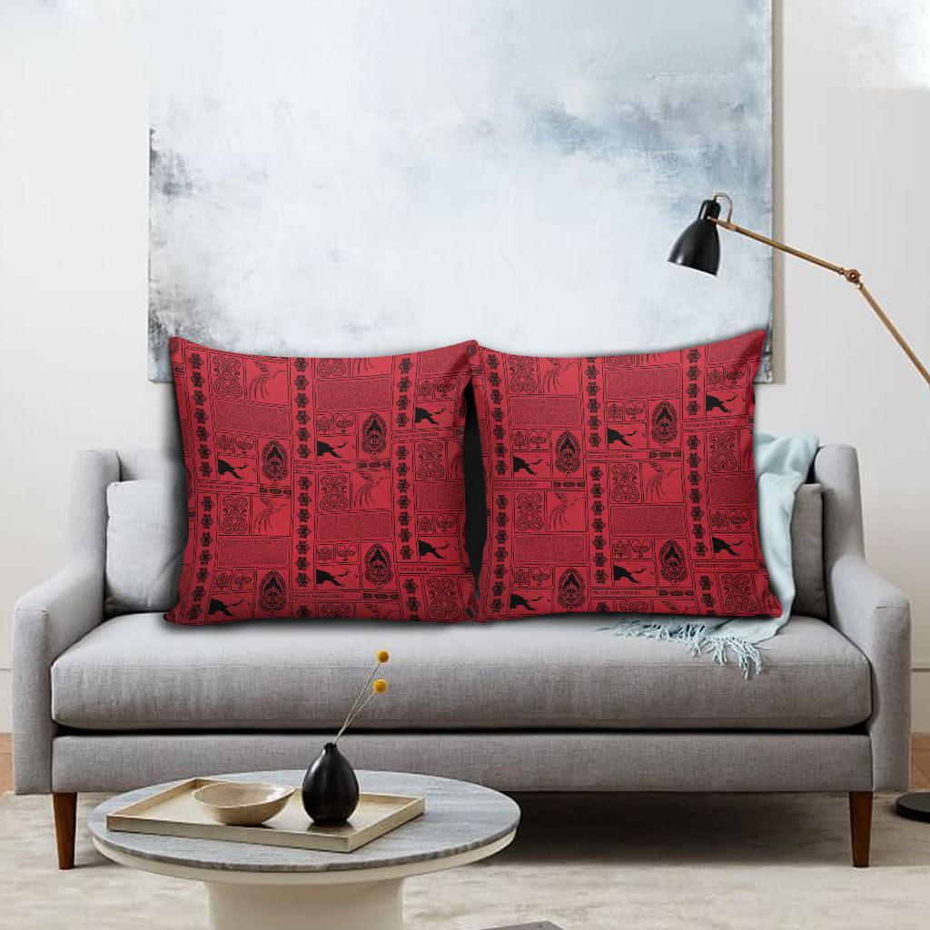 Papua New Guinea Heritage Motif Pillow Cover Red Version