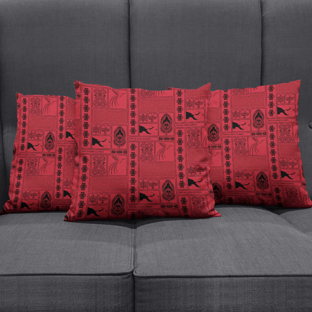 Papua New Guinea Heritage Motif Pillow Cover Red Version