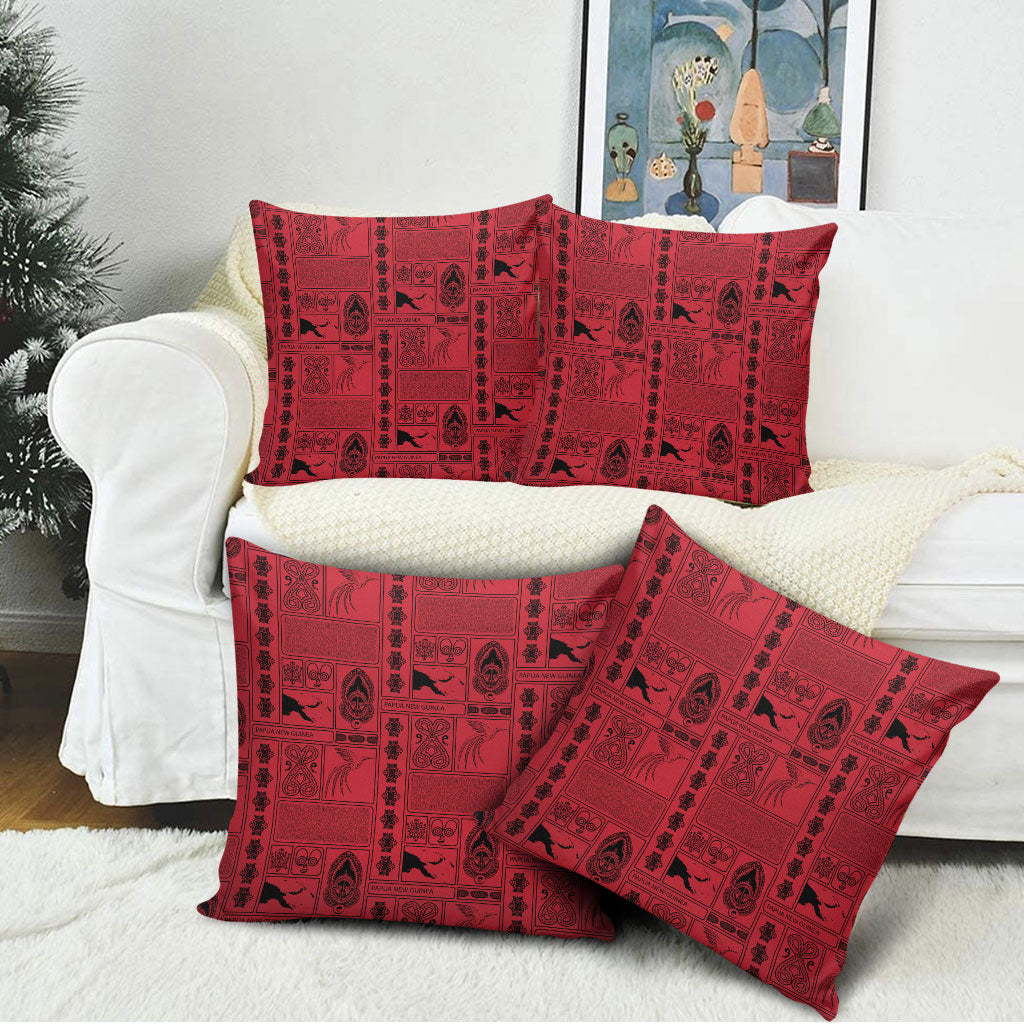Papua New Guinea Heritage Motif Pillow Cover Red Version