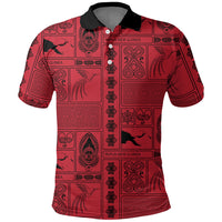 Papua New Guinea Heritage Motif Polo Shirt Red Version