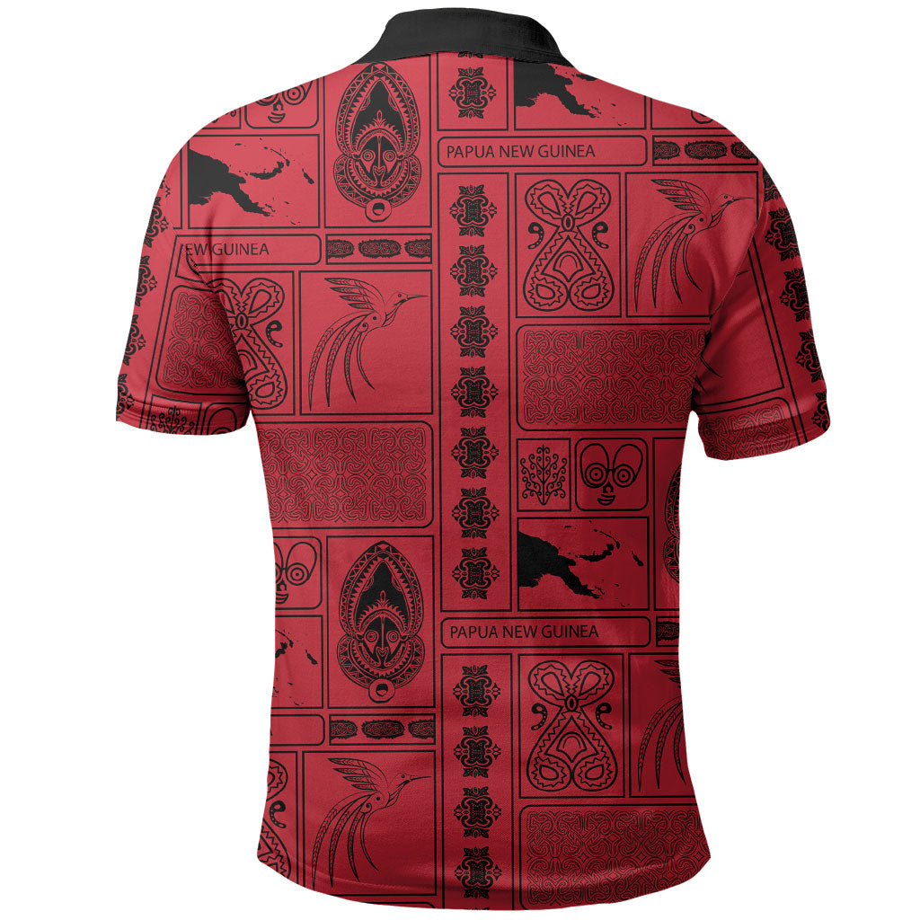 Papua New Guinea Heritage Motif Polo Shirt Red Version