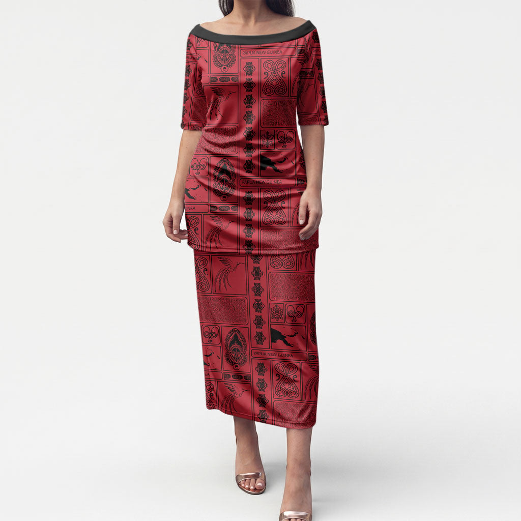 Papua New Guinea Heritage Motif Puletasi Red Version