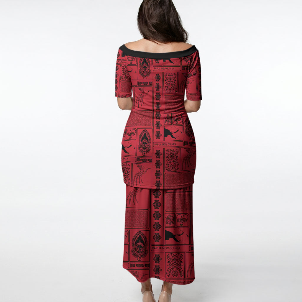 Papua New Guinea Heritage Motif Puletasi Red Version