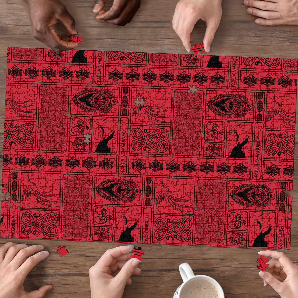 Papua New Guinea Heritage Motif Puzzle Red Version
