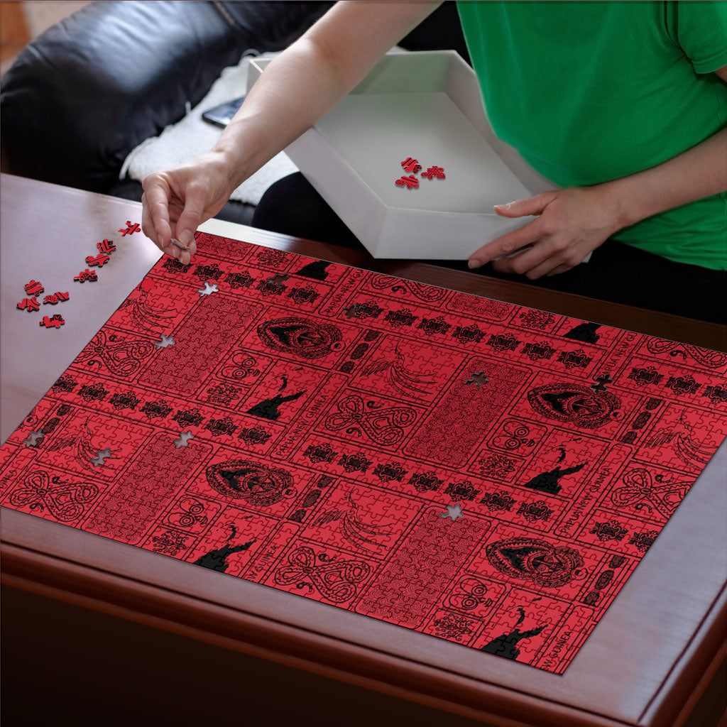 Papua New Guinea Heritage Motif Puzzle Red Version