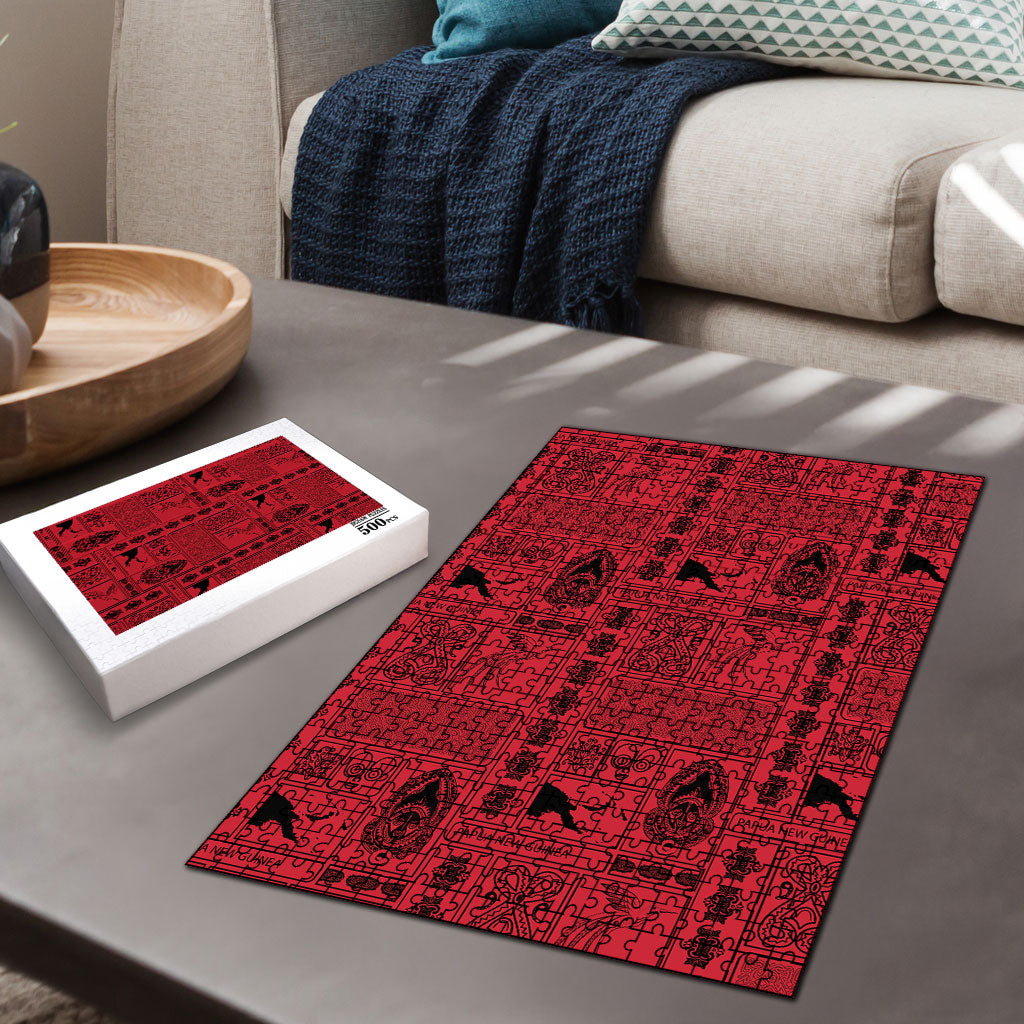Papua New Guinea Heritage Motif Puzzle Red Version