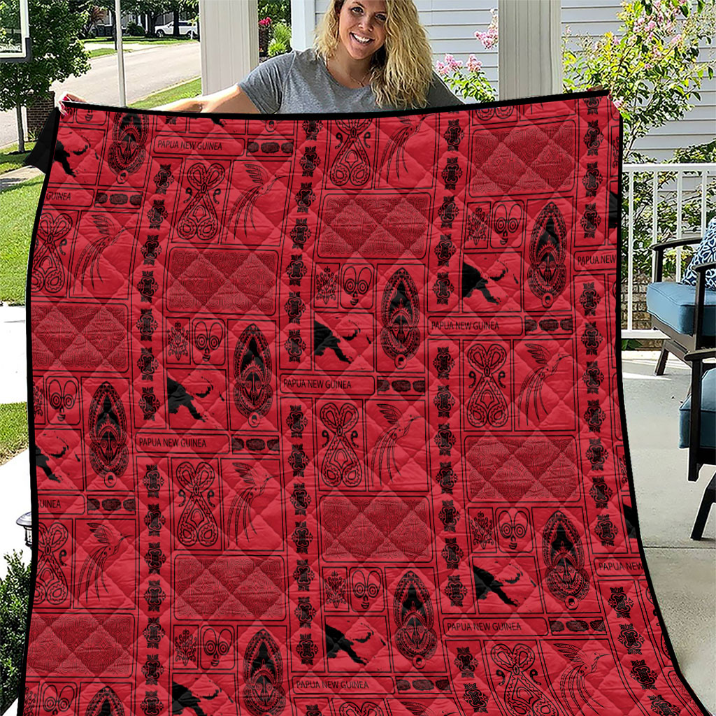 Papua New Guinea Heritage Motif Quilt Red Version