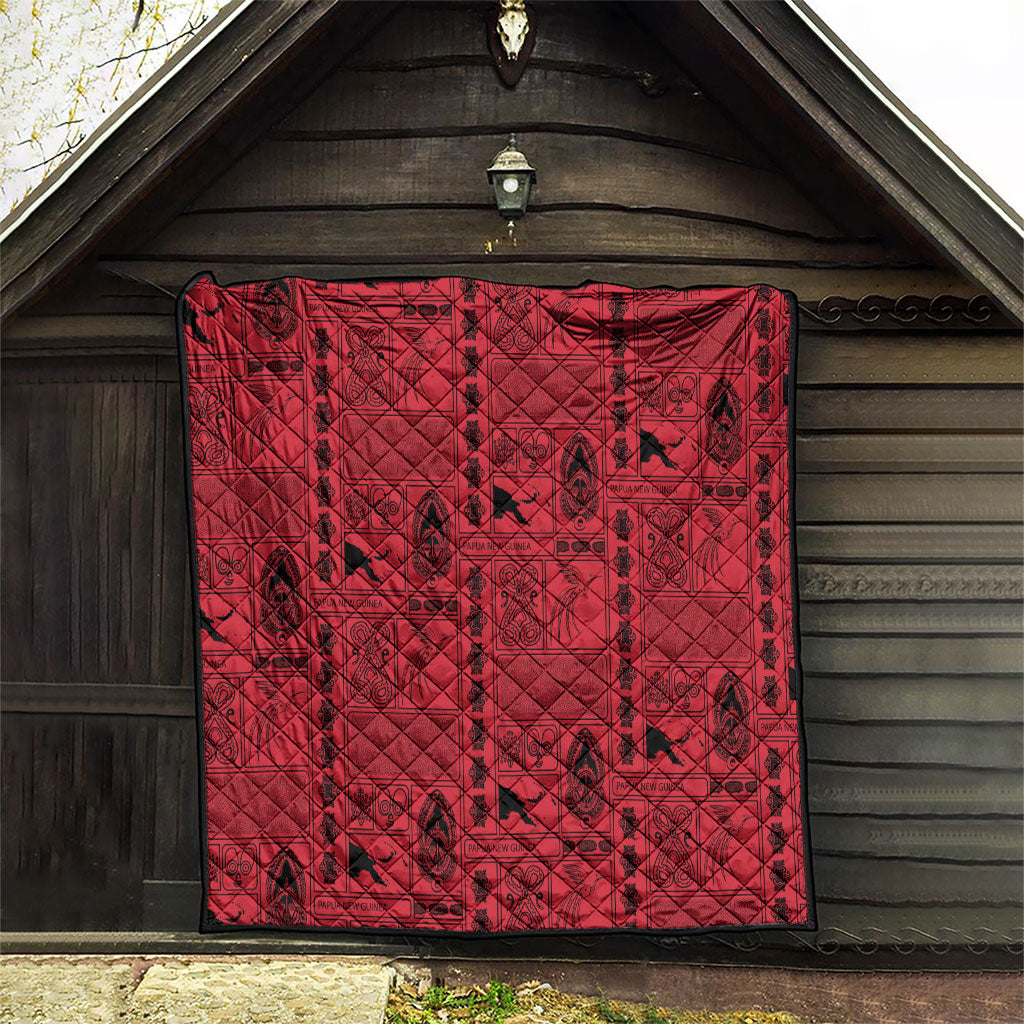 Papua New Guinea Heritage Motif Quilt Red Version