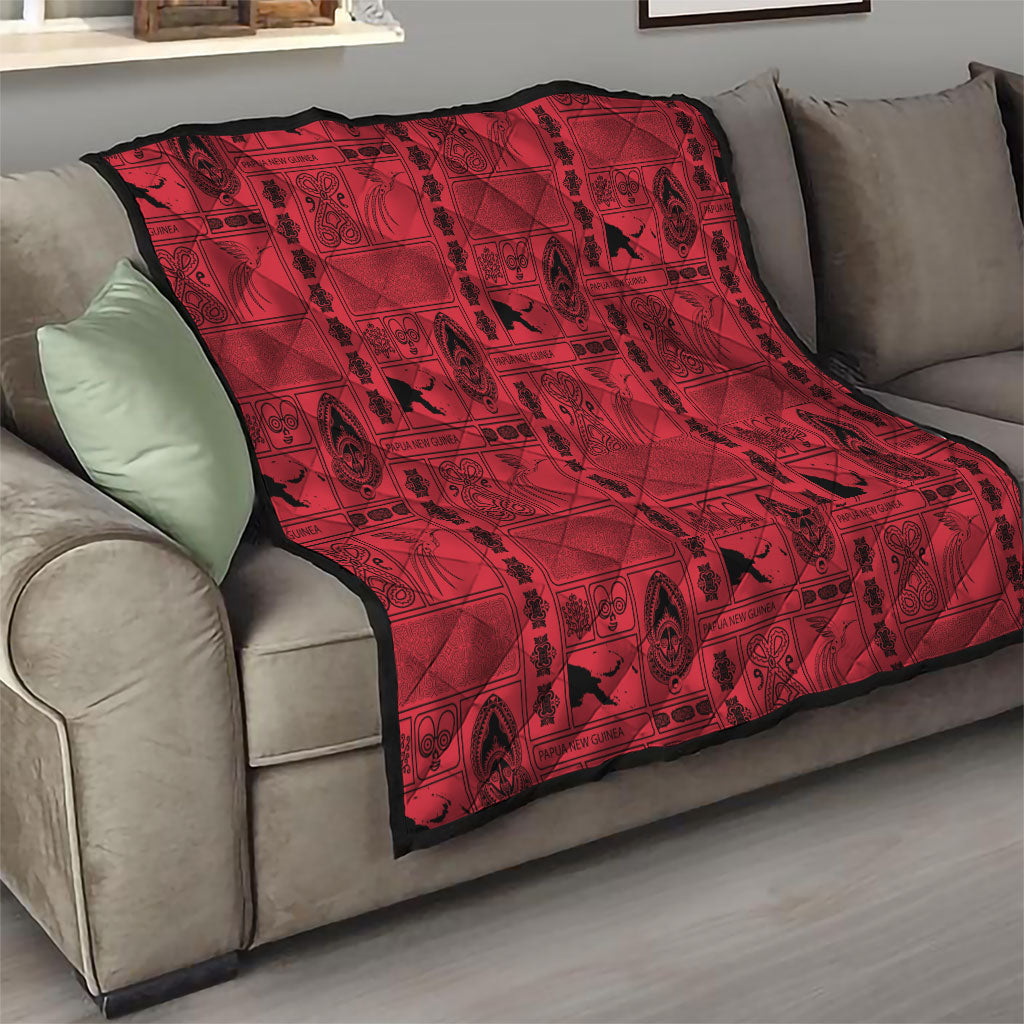Papua New Guinea Heritage Motif Quilt Red Version