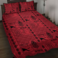 Papua New Guinea Heritage Motif Quilt Bed Set Red Version