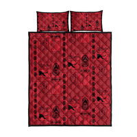 Papua New Guinea Heritage Motif Quilt Bed Set Red Version