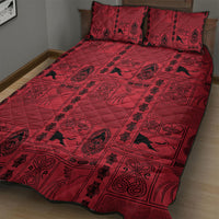 Papua New Guinea Heritage Motif Quilt Bed Set Red Version