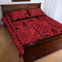 Papua New Guinea Heritage Motif Quilt Bed Set Red Version