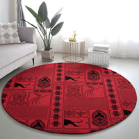 Papua New Guinea Heritage Motif Round Carpet Red Version