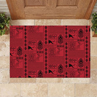 Papua New Guinea Heritage Motif Rubber Doormat Red Version