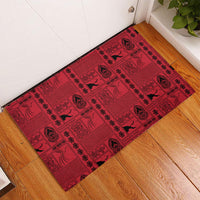 Papua New Guinea Heritage Motif Rubber Doormat Red Version